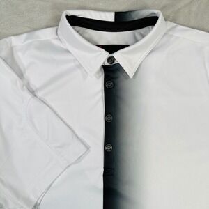 Jamie Sadock Mens Golf Polo Performance Shirt XL White Black Stripe Short Sleeve